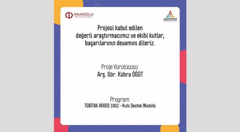 Araş. Gör. Kübra Öğüt’ün araştırması TÜBİTAK desteği aldı