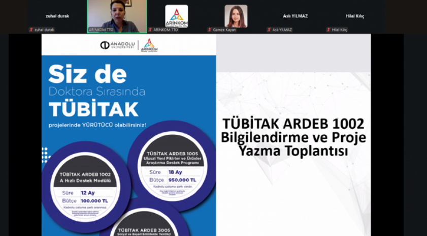 ARİNKOM TTO’dan doktora ve sanatta yeterlilik öğrencilerine TÜBİTAK 1002 proje yazma eğitimi